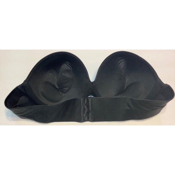 Cacique Women Sz 44B Black Strapless Bra Nylon Lycra Padded Underwire Intimates - Picture 2 of 5